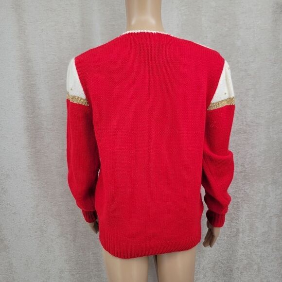 Dana Scott Vintage Red White and Gold Holiday Sweater with Angora Women's Medium - Picture 7 of 11